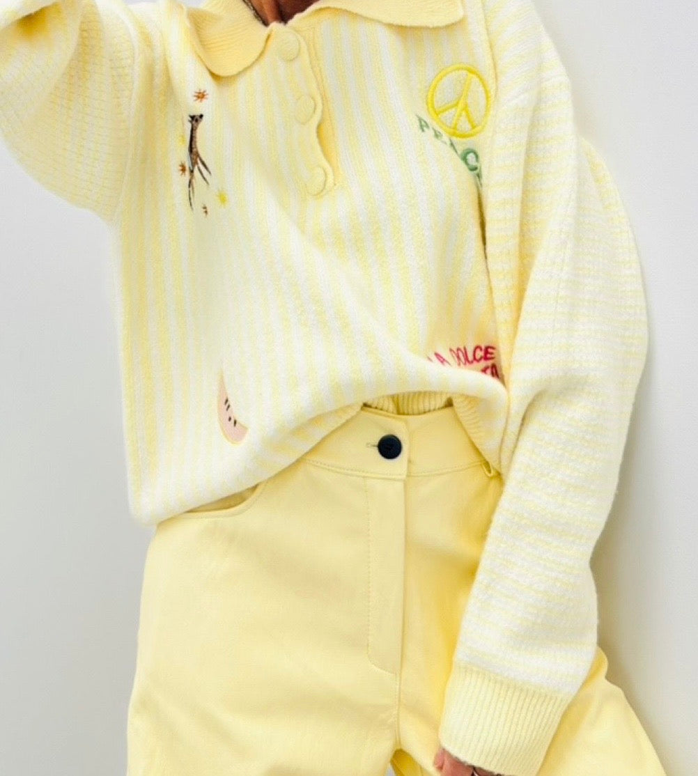 Butter yellow knit polo