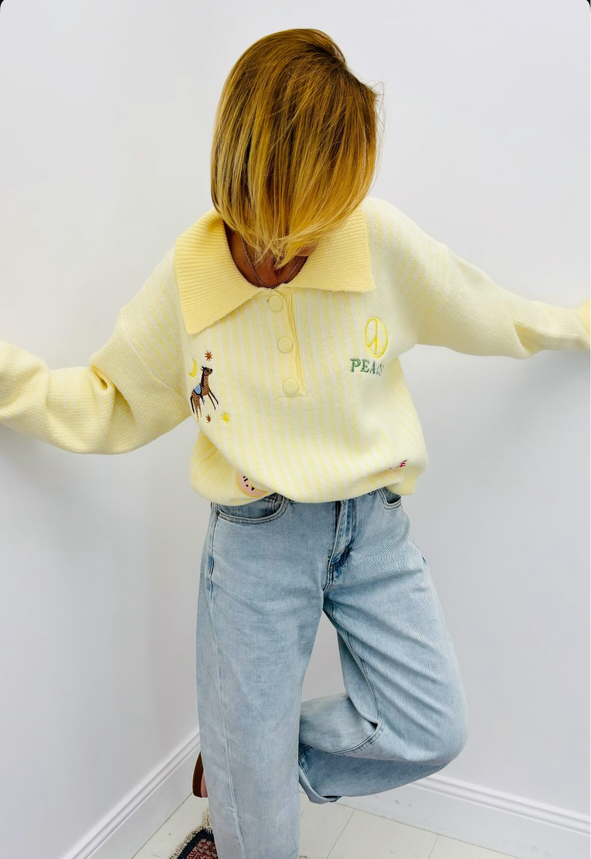 Butter yellow knit polo