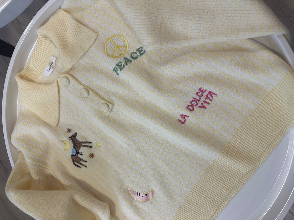 Butter yellow knit polo