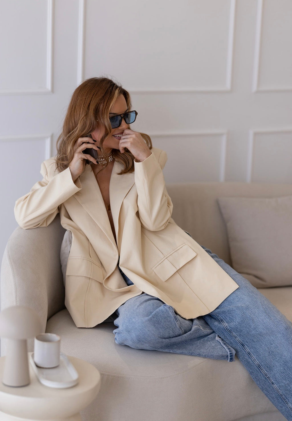 Oversized cream blazer