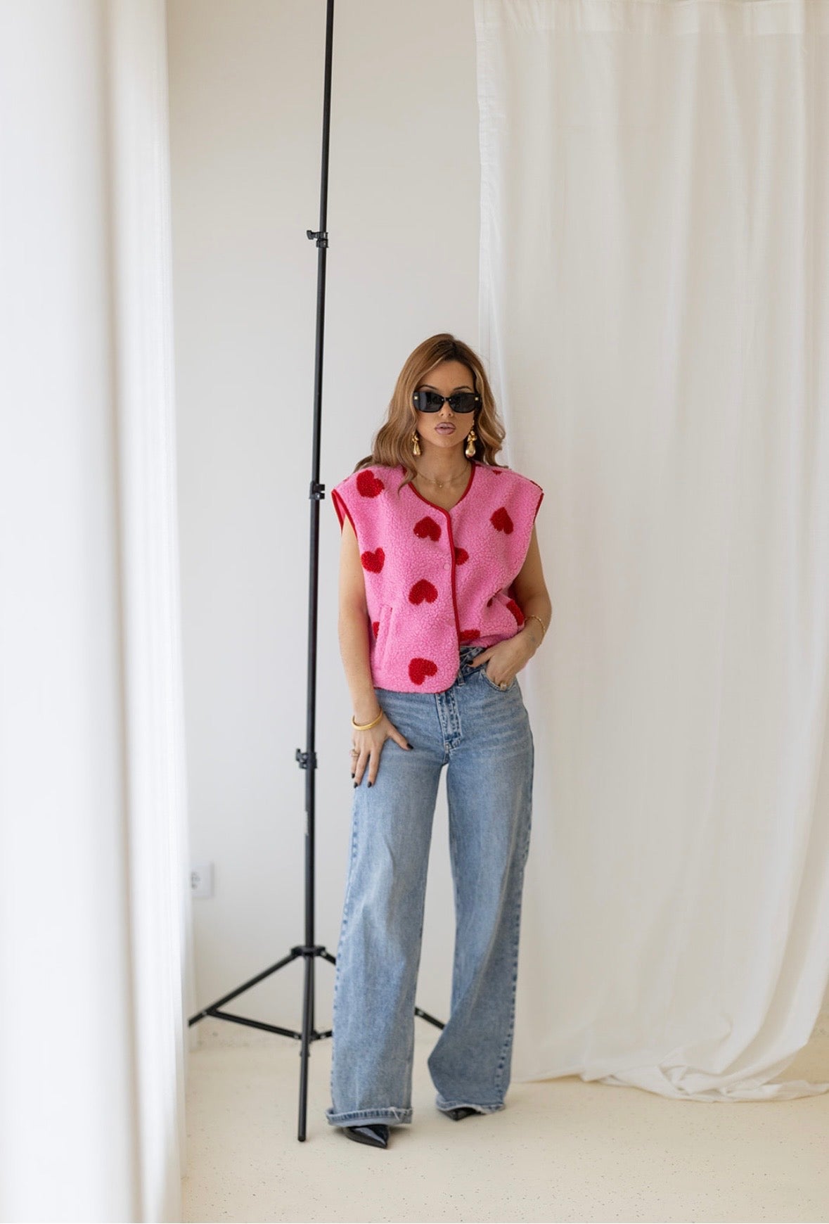 Pink vest with hearts