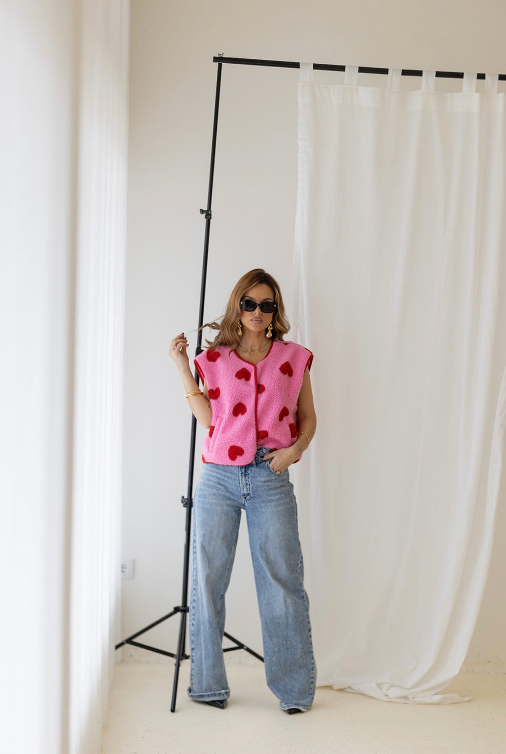 Pink vest with hearts