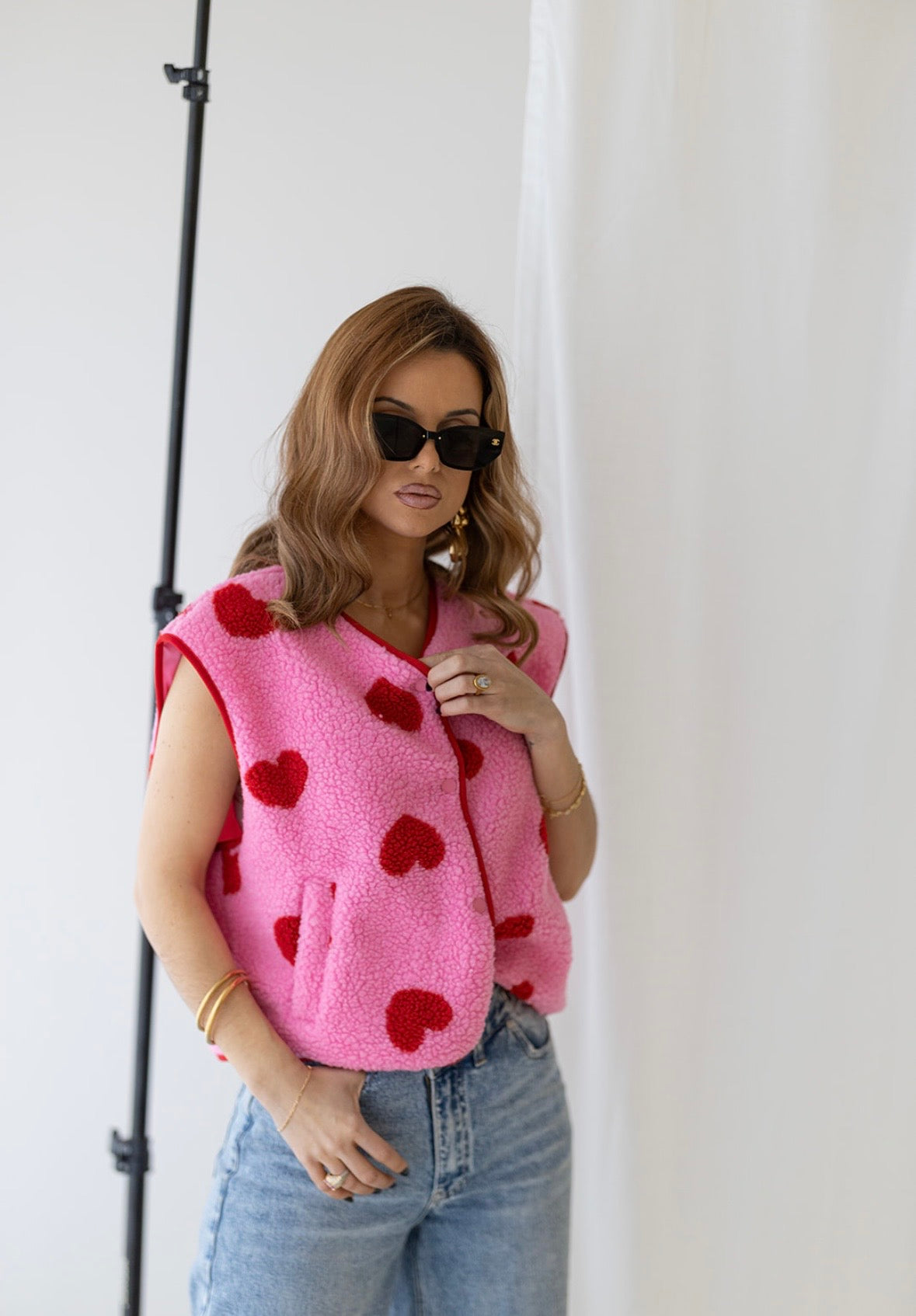 Pink vest with hearts