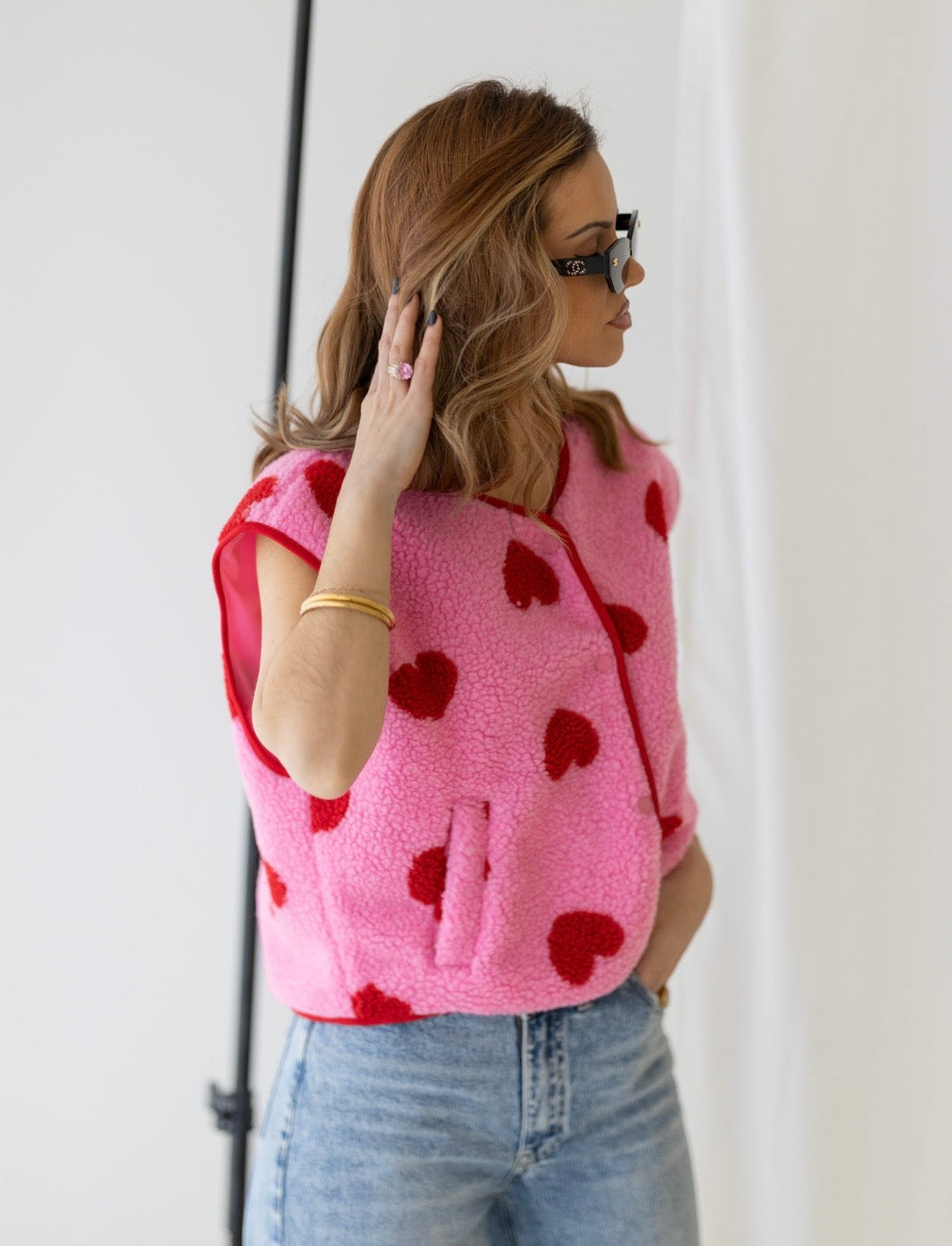 Pink vest with hearts