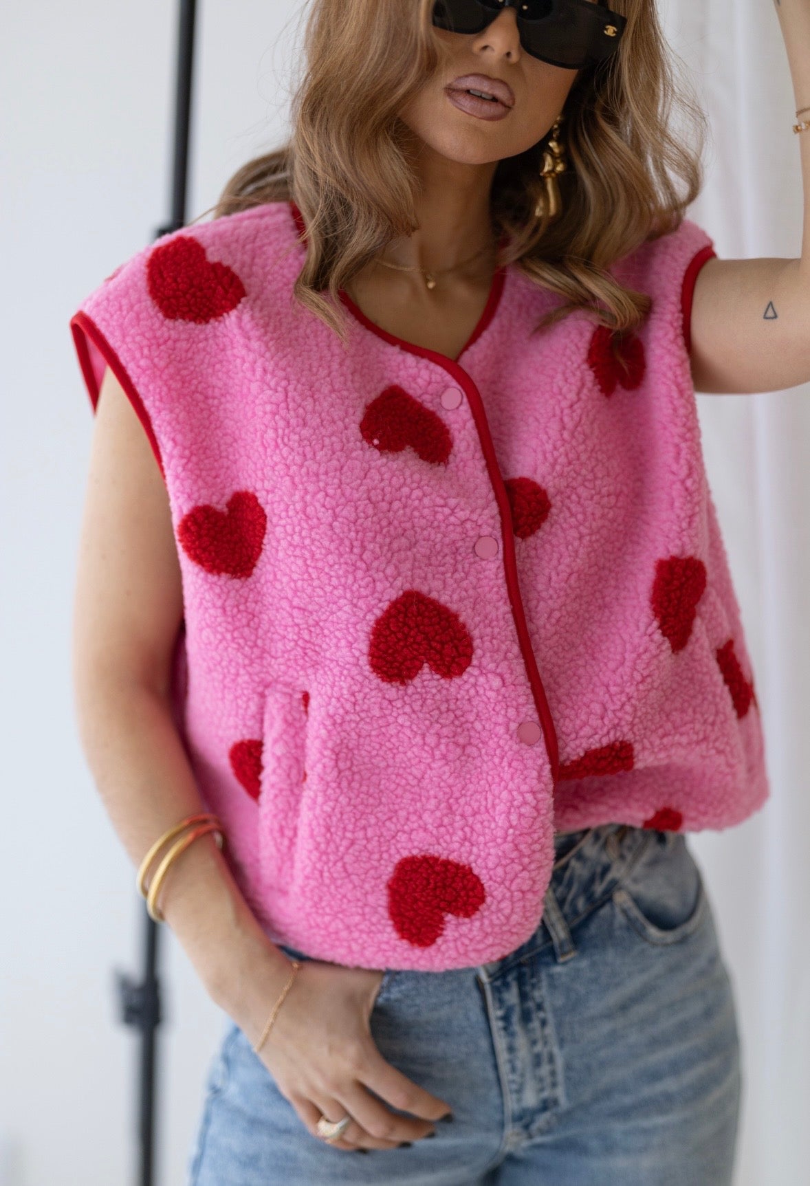 Pink vest with hearts